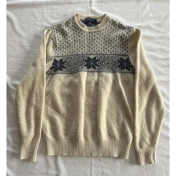 crown & ivy Other - Crown & Ivy Mens Lambswool Crewneck Sweater Cream Navy Blue Small